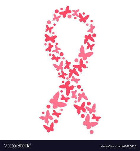 Butterfly silhouette breast cancer ribbon Vector Image