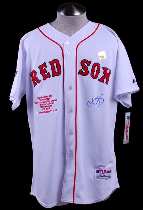 Curt Schilling Signed World Series Red Sox Baseball Stat Jersey Ltd.