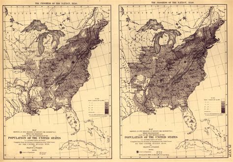 Print of Population of the U.S. by density (1830, 1840) Poster on Vintage Visualizations