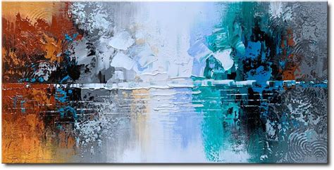 Buy Hand Painted Abstract Landscape Painting on Canvas Lake Scenery ...