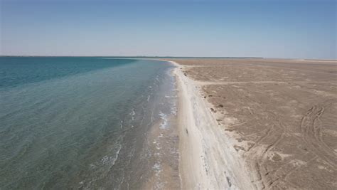 Drone photography of Half Moon Beach during the day in Dammam, Saudi Arabia, the beauty of ...