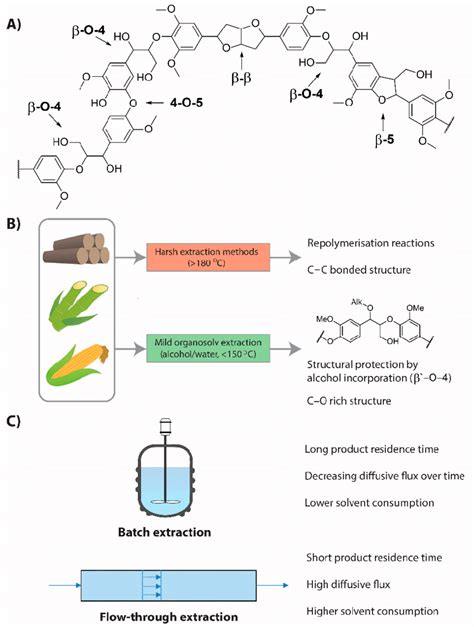 Schematic representation of the lignin structure (A); characteristics ...