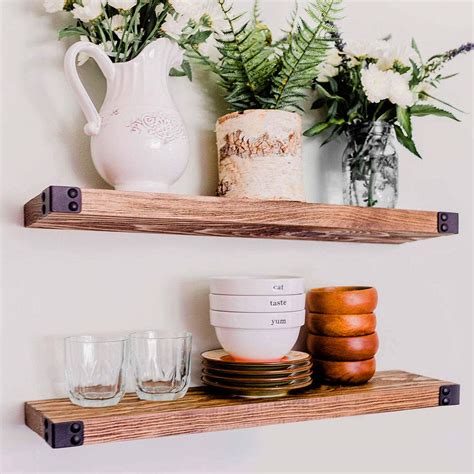 WG WILLOW & GRACE DESIGNS Floating Shelves for Wall Mounted, Modern Rustic All Wood Wall Shelves ...