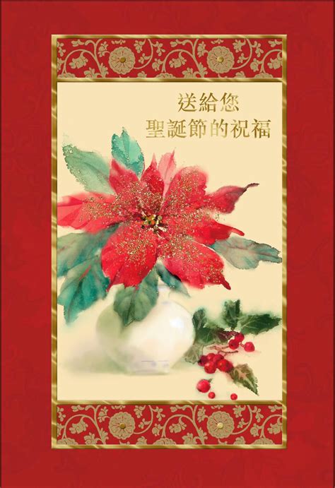 Holiday Poinsettia Chinese-Language Christmas Card - Greeting Cards - Hallmark