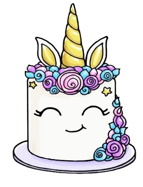 Unicorn Cake | Unicorn drawing, Cute kawaii drawings, Kawaii doodles