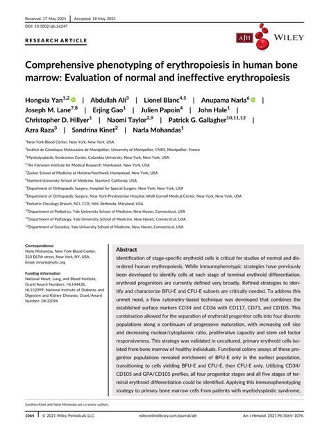 Comprehensive phenotyping of erythropoiesis in human bone marrow ...