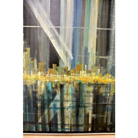 Brutalist Abstract Cityscape Painting | Chairish