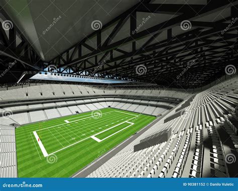 3D Render Of Beautiful Modern Large American Football Stadium With White Seats Stock Photography ...