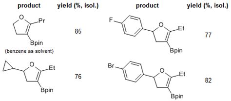 An Oxyboration Route to a Single Regioisomer of Borylated Dihydrofurans and Isochromenes