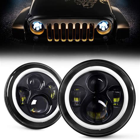 7 inch Round 2007-2016 Jeep JK headlights halo lights for Jeep Wrangler ...