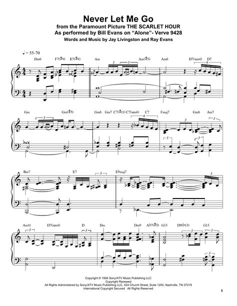 Bill Evans - Never Let Me Go sheet music