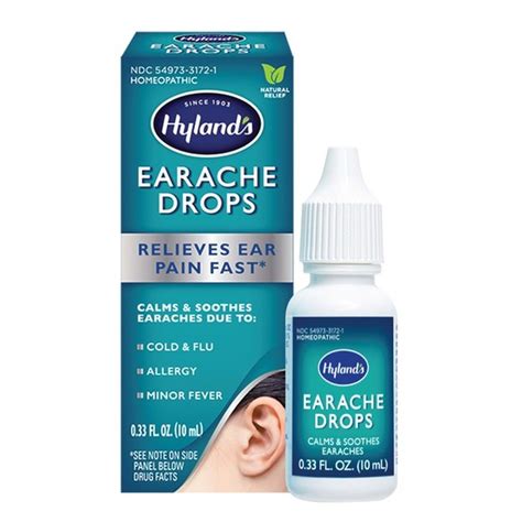 Hyland's Ear Drops for Swimmer's Ear, Earache Drops for clogged ears, fast, natural relief (0.33 ...