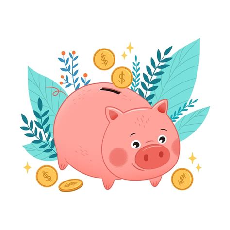 Premium Vector | Cute piggy bank savings concept illustration