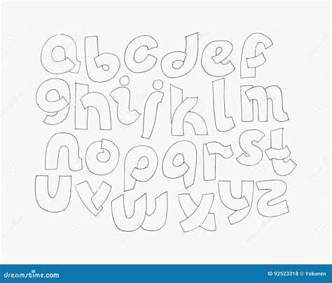 2d Hand Drawn Alphabet Letters from a To Z in Simple Rounded Style. Decorative Calligraphy Font ...