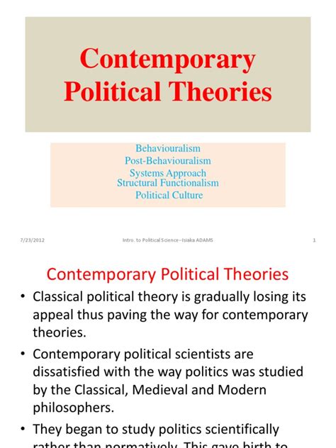 Contemporary Political Theories | PDF | Political Science | System