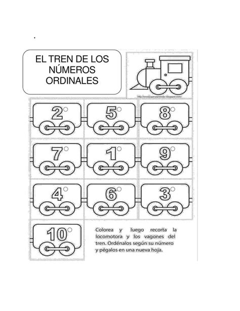 Ficha de trabajo: Tren de los números ordinales. | profe.social