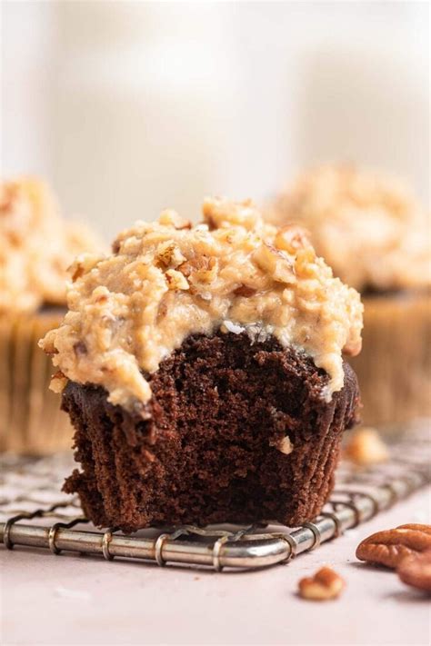 German Chocolate Cupcakes with Coconut Pecan Frosting