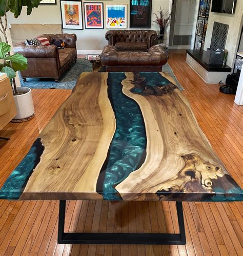 Epoxy Dining Table Epoxy Table, Wood Epoxy Dining Room Table, Live Edge ...