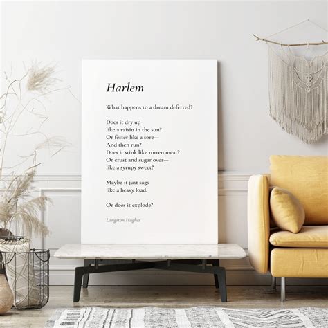 Harlem by Langston Hughes Poem Canvas Print Poetry Print | Etsy