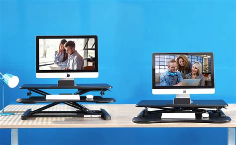 AIMEZO Standing Desk Converter Height Adjustable Sit Stand up Desk Converter with Keyboard Tray ...