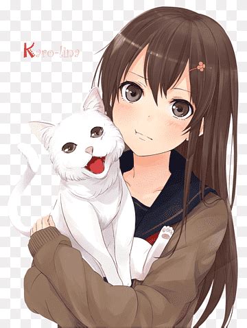 Free download | Brown hair Anime Catgirl Black hair, Anime, mammal, brown, black Hair png | PNGWing