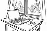 Desk coloring Page For Stress Relief And Creativity book  sketch template