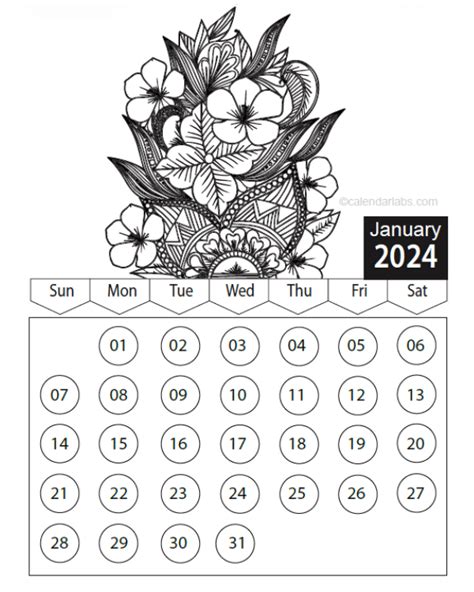 Printable Coloring Calendar 2024 Free - Cyndi Dorelle