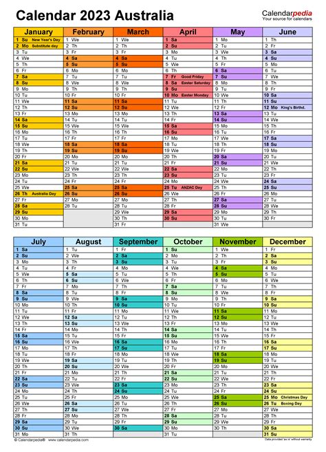 Free Printable Yearly Calendar 2023 Australia - Printable Templates Free