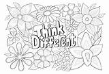 Premium Vector  Think Different Floral anti Stress coloring page sketch template