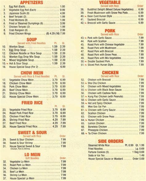 China Buffet Menu, Menu for China Buffet, University City, Charlotte ...