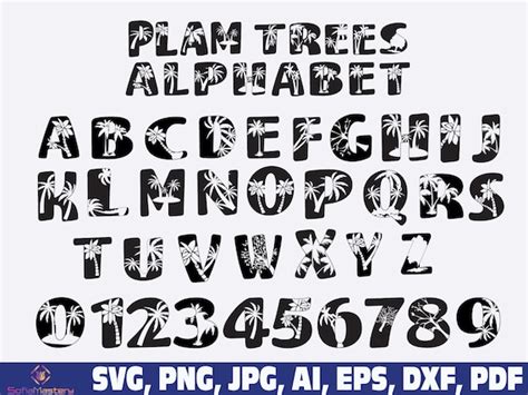 Palm Tree Font Alphabet Letters Palm Trees Svg Summer Svg - Etsy