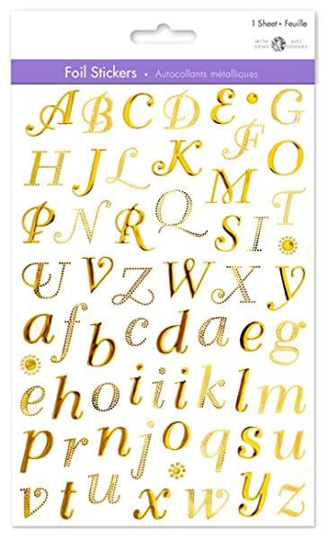 Gold Script Alphabet Stickers, Puffy and Clear - Prim Trims