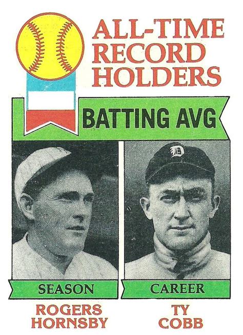 1979 Topps #414 All-Time Record Holders: Batting Average (Rogers ...