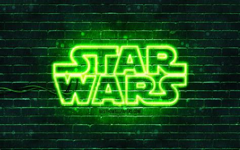 Download wallpapers Star Wars green logo, 4k, green brickwall, Star Wars logo, creative, Star ...