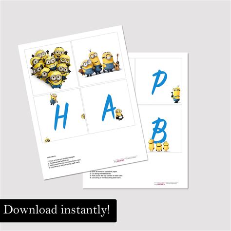 Minions Birthday Banner, Happy Birthday Banner, Despicable Me Birthday ...