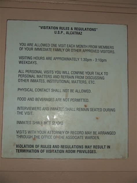 Alcatraz Visitation Rules and Regulations | Alcatraz Prison,… | Flickr ...