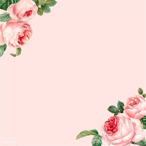 Hand drawn pink roses frame on pastel pink background vector | free ...