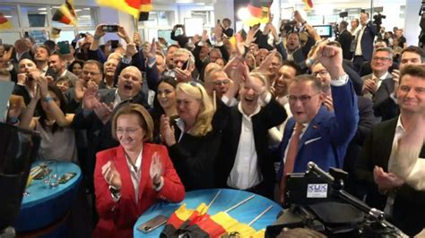 Germany's far-right AFD leaders cheer as exit polls published