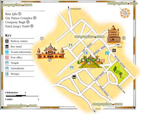 Jaipur top tourist attractions map - Alwar area City Palace detailed ...