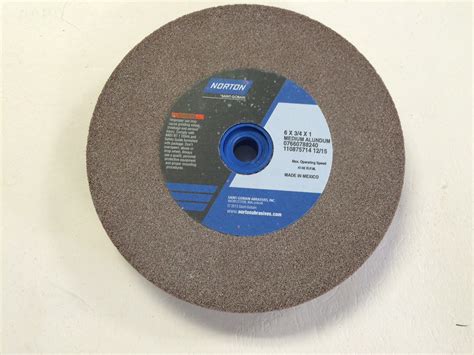 Norton 07660788240 6"x3/4"x1" 60-Grit (Medium) Bench Grinding Wheel, New