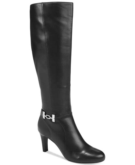 Bandolino Leather Lamari Wide-calf Dress Boots in Black - Lyst