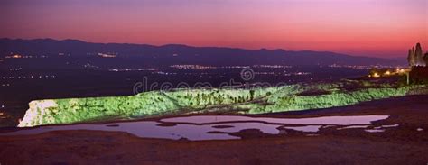 Panoramic Vew of Night Pamukkale, Denizli Turkey Stock Image - Image of geology, geological: 7226301