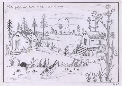 Pencil Sketch Of A Scenery | DesiPainters.com