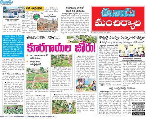 Eenadu Telugu News Paper : Telugu Newspaper Today Eenadu 20-05-2020 Andhra Pradesh ... : Eenadu ...