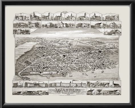 Warren RI 1890 Restored Map | Vintage City Maps