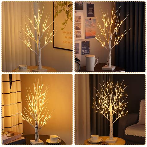 Lighted White Birch Tree