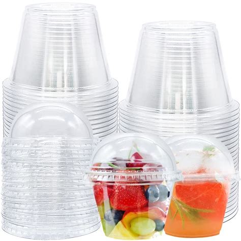 Clear Plastic Cups with Lids,6 oz-50 Pack Mini Parfait Cups with Dome Lids(No Hole),Disposable ...