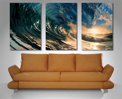 Crystal Wave Triptych 3 Panel Wall Art