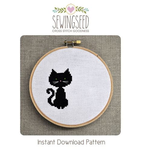 Small Black Cat Cross Stitch Pattern Instant Download - Etsy