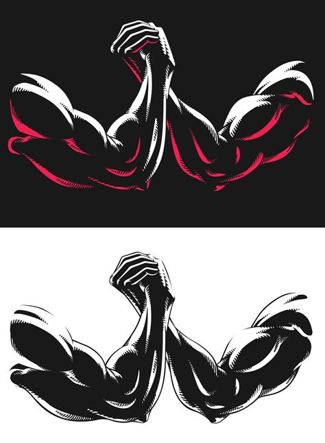 Silhouette Muscular Arm Wrestling Fighting Gym Illustration 2143998 ...